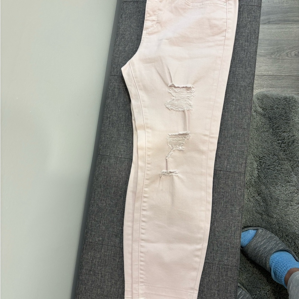 a.n.a Light Pink Distressed Skinny Jeans